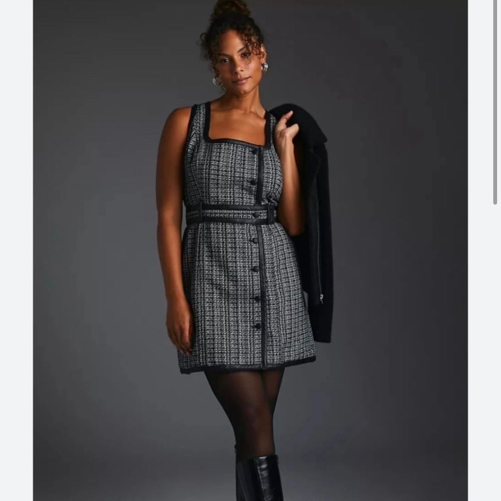 Anthro Maeve tweed mini dress size 10 - Picture 7 of 16